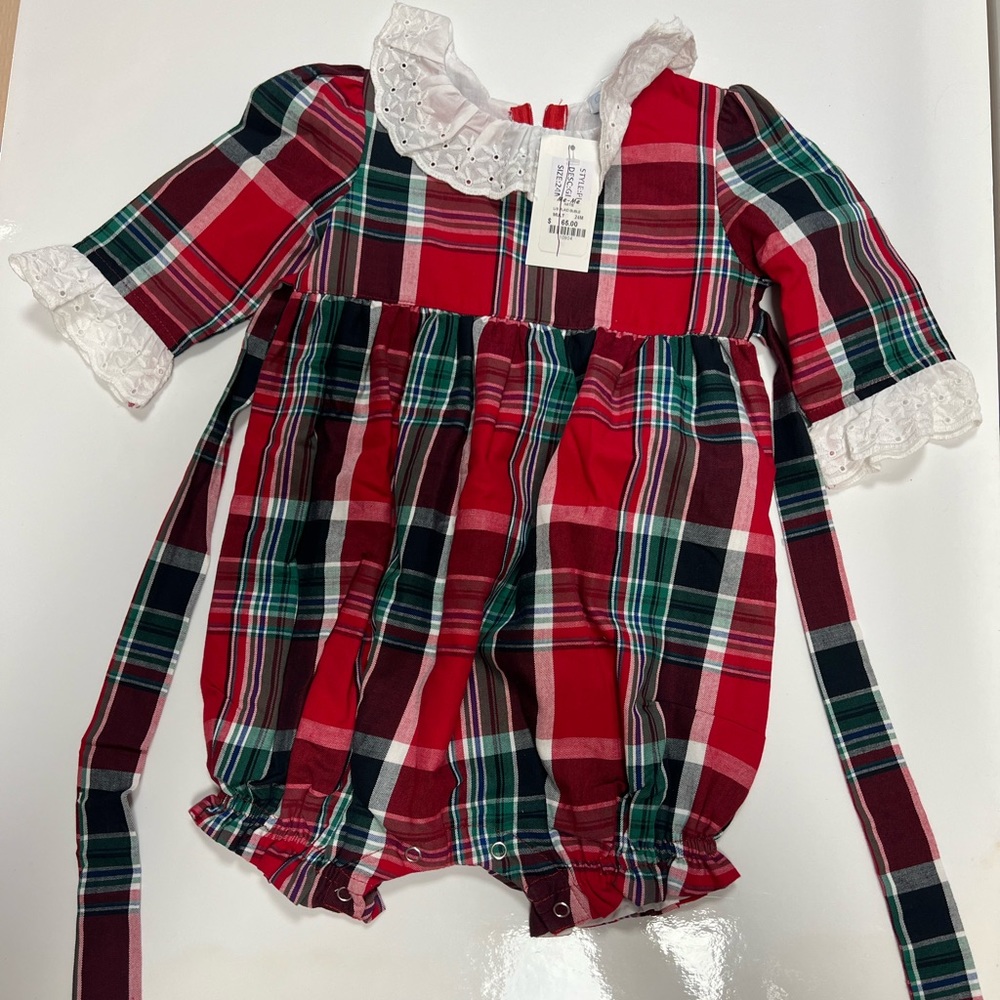 Plaid Smocked Christmas Onesie